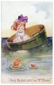'any subtureens mr fish' postcard 1919