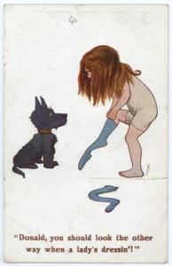 dog and little girl postcard c 1918