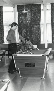 Students playing pool, circa early 1980s